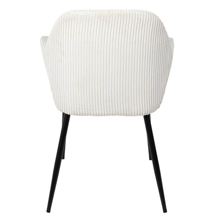 Lot de 2 fauteuils de table en velours côtelé crème - AMORA