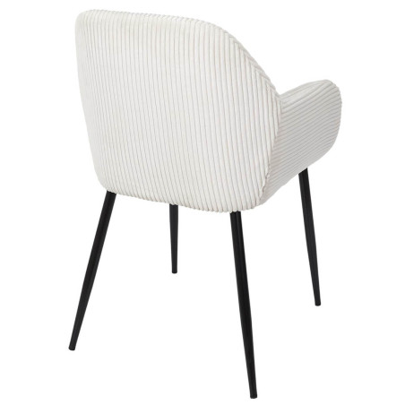 Lot de 2 fauteuils de table en velours côtelé crème - AMORA
