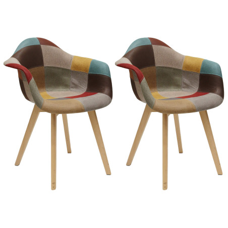 Lot de 2 Fauteuils Patchwork Motif Vintage - BRON