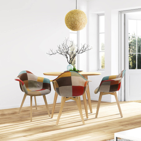 Lot de 2 Fauteuils Patchwork Motif Vintage - BRON