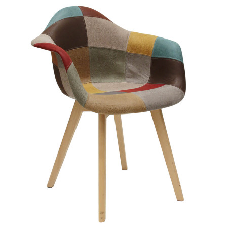 Lot de 2 Fauteuils Patchwork Motif Vintage - BRON