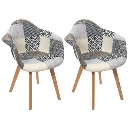 Lot de 2 fauteuils patchwork motifs grisés - GIARO