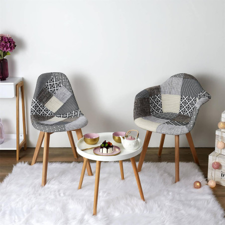 Lot de 2 fauteuils patchwork motifs grisés - GIARO