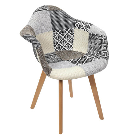 Lot de 2 fauteuils patchwork motifs grisés - GIARO