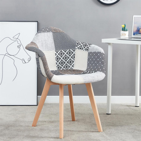 Lot de 2 fauteuils patchwork motifs grisés - GIARO