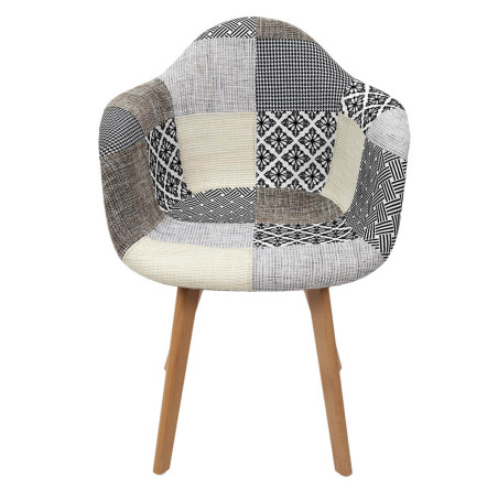 Lot de 2 fauteuils patchwork motifs grisés - GIARO