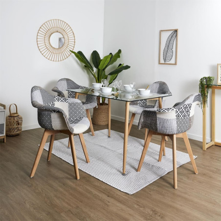 Lot de 2 fauteuils patchwork motifs grisés - GIARO