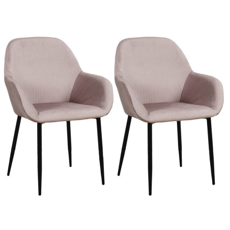 Lot de 2 Fauteuils Velours Côtelé Rose - ALESIA