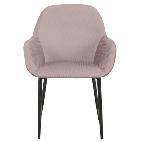 Lot de 2 Fauteuils Velours Côtelé Rose - ALESIA