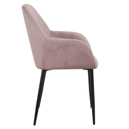 Lot de 2 Fauteuils Velours Côtelé Rose - ALESIA