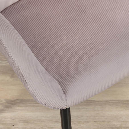 Lot de 2 Fauteuils Velours Côtelé Rose - ALESIA