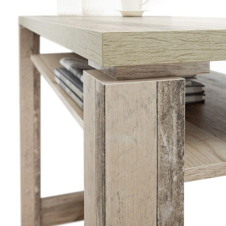 Table-bar 120cm avec étagère aspect bois vieilli - KOLYOR