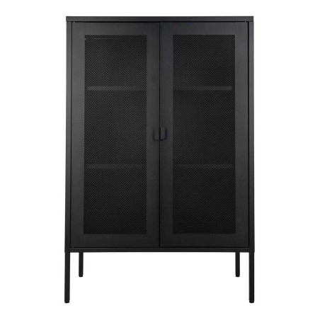 Meuble de rangement 2 portes grillagées en acier noir - LISVIVE