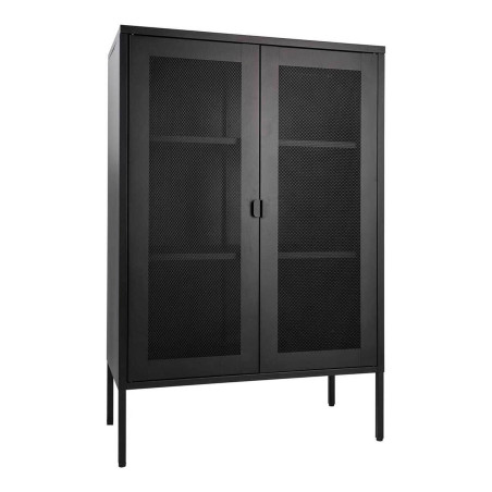 Meuble de rangement 2 portes grillagées en acier noir - LISVIVE
