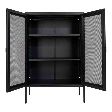 Meuble de rangement 2 portes grillagées en acier noir - LISVIVE