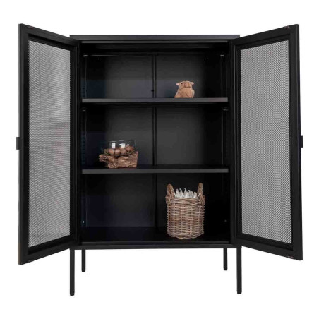 Meuble de rangement 2 portes grillagées en acier noir - LISVIVE