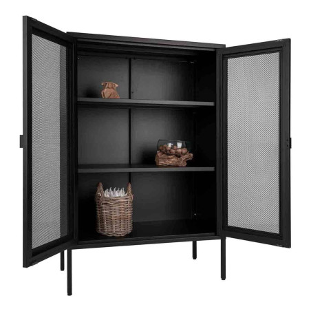 Meuble de rangement 2 portes grillagées en acier noir - LISVIVE
