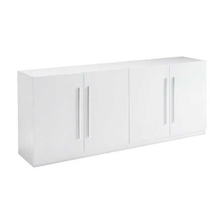 Buffet 4 portes moderne laqué blanc poignées métal - ALANA