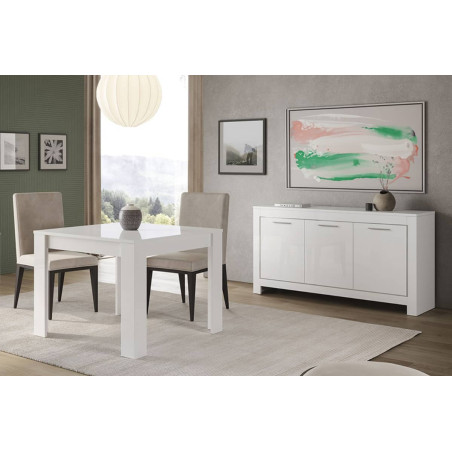 Buffet 3 Portes L160cm Laqué Blanc Brillant - DENEA