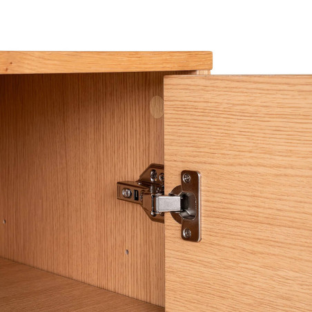 Buffet 3 tiroirs 2 portes effet tasseaux teinté chêne clair - LOWIA
