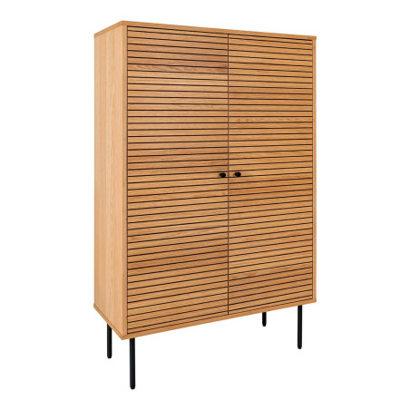Buffet haut 2 portes effet tasseaux teinté chêne clair - LOWIA