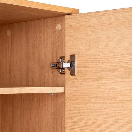 Buffet haut 2 portes effet tasseaux teinté chêne clair - LOWIA