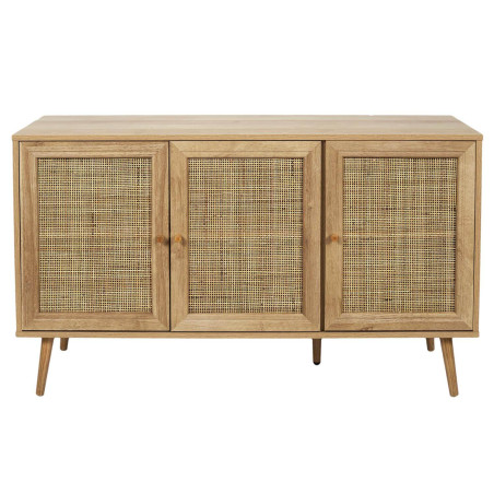 Buffet 3 portes effet bois et façades rotin - MAYRO