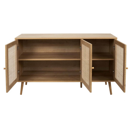 Buffet 3 portes effet bois et façades rotin - MAYRO