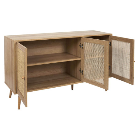 Buffet 3 portes effet bois et façades rotin - MAYRO