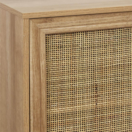 Buffet 3 portes effet bois et façades rotin - MAYRO