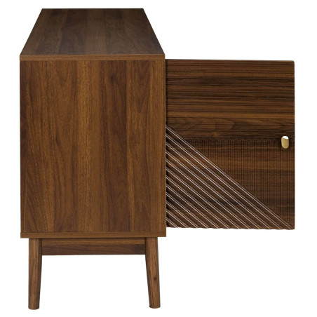 Buffet 2 portes 2 niches en bois et MDF teinté chêne foncé - COTELE