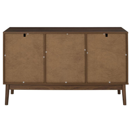 Buffet 2 portes 2 niches en bois et MDF teinté chêne foncé - COTELE