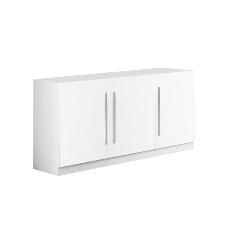 Buffet 3 portes moderne laqué blanc poignées métal - ALANA
