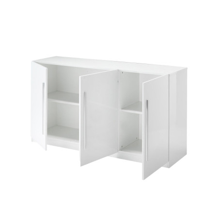 Buffet 3 portes moderne laqué blanc poignées métal - ALANA