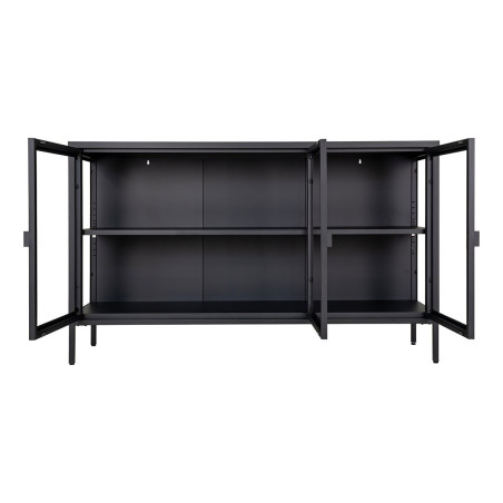 Buffet 3 portes verre et acier noir - HENIO