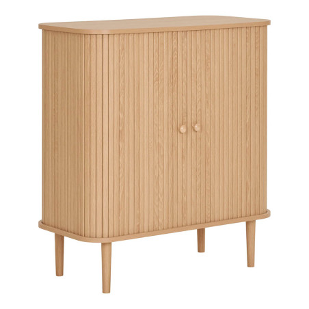 Meuble de rangement 2 portes coulissantes en MDF et pin naturel - ERIRA