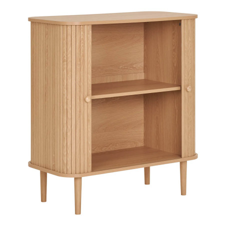 Meuble de rangement 2 portes coulissantes en MDF et pin naturel - ERIRA
