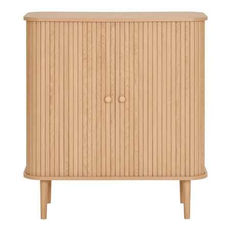 Meuble de rangement 2 portes coulissantes en MDF et pin naturel - ERIRA