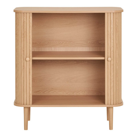 Meuble de rangement 2 portes coulissantes en MDF et pin naturel - ERIRA
