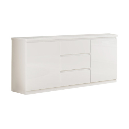 Buffet 2 portes 3 tiroirs laqué blanc brillant - DEYTA