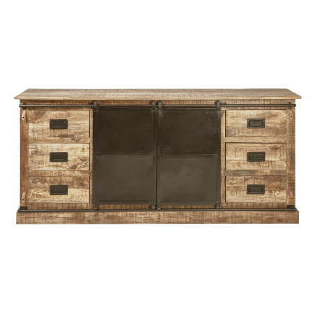 Buffet 2 portes en manguier et métal noir - SUMIO