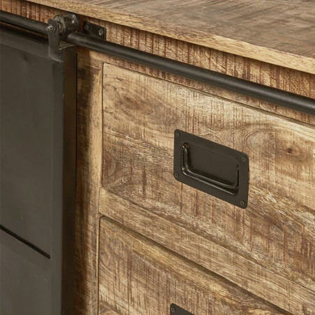 Buffet 2 portes en manguier et métal noir - SUMIO