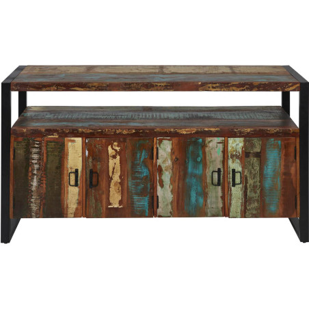 Buffet 4 Portes Bois Recyclé et Métal Noir - KALIO