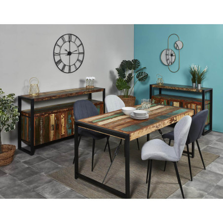 Buffet 4 Portes Bois Recyclé et Métal Noir - KALIO