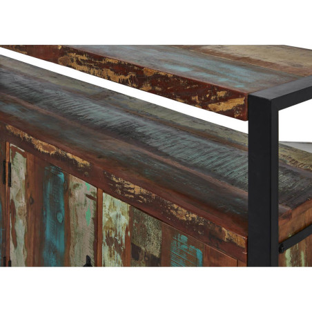 Buffet 4 Portes Bois Recyclé et Métal Noir - KALIO