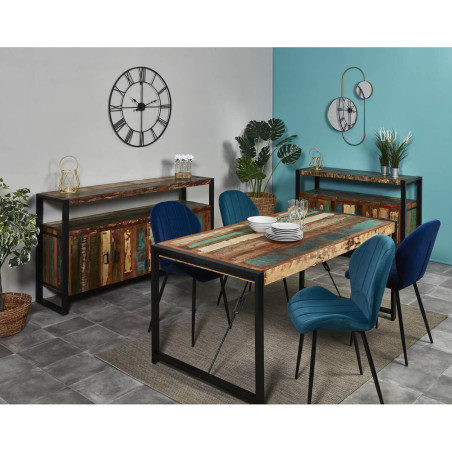 Buffet 4 Portes Bois Recyclé et Métal Noir - KALIO