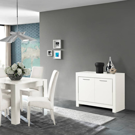 Buffet 2 Portes L112cm Laqué Blanc Brillant - DENEA