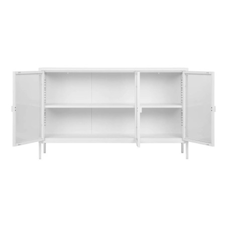 Buffet 3 portes verre et acier blanc - HENIO