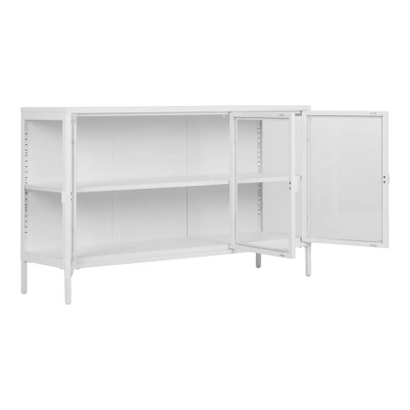 Buffet 3 portes verre et acier blanc - HENIO