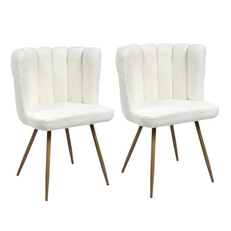 Lot de 2 fauteuils blanc tissu bouclette - FJAREN
